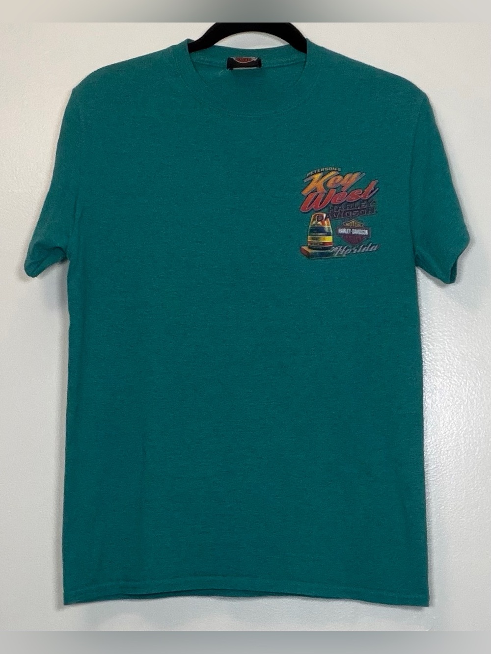 Harley-Davidson Teal Short-Sleeve Double Sided Graphic Crewneck T-Shirt
